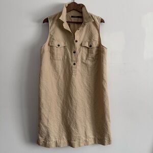 Ralph Lauren Tan Linen-blend Sleeveless Dress